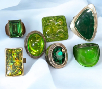 Seven Statement Green Coloured Rings