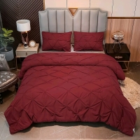 New King Size | Andency Burgundy Comforter 3-Piece Set : Comforter (104x90") and 2 Pillowcases | All-Season Pintuck Comforter Set Retails for $121