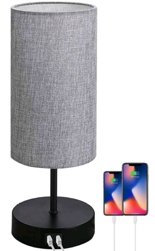 New Table Lamp 11.5" Tall Pull Chain with USB A & C Ports