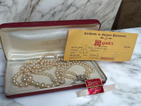 Majorca Spain Double Pearl Strand Safety Chain COA Original Box 1969 Repair Needed