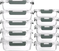 New - McIrco 10-Pack Glass Meal Prep Containers with Lids, Food Storage Containers with Snap Locking Lids . 2 sizes see photos