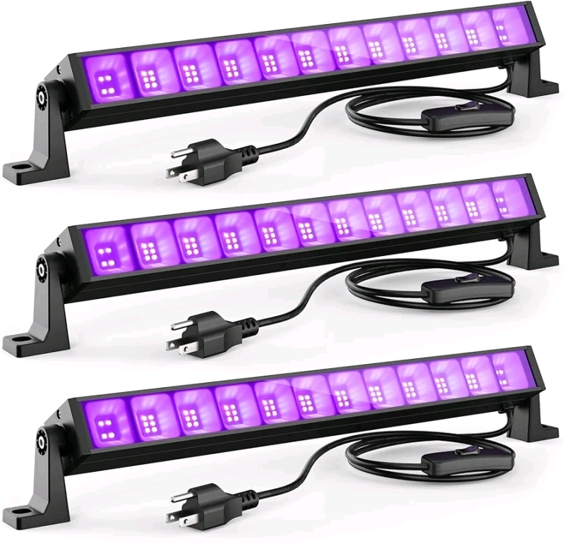 New - Atfoyer 3-Pack 40W LED Black Light Bar with Plug & Switch. Bars measure 15.5" Wide .