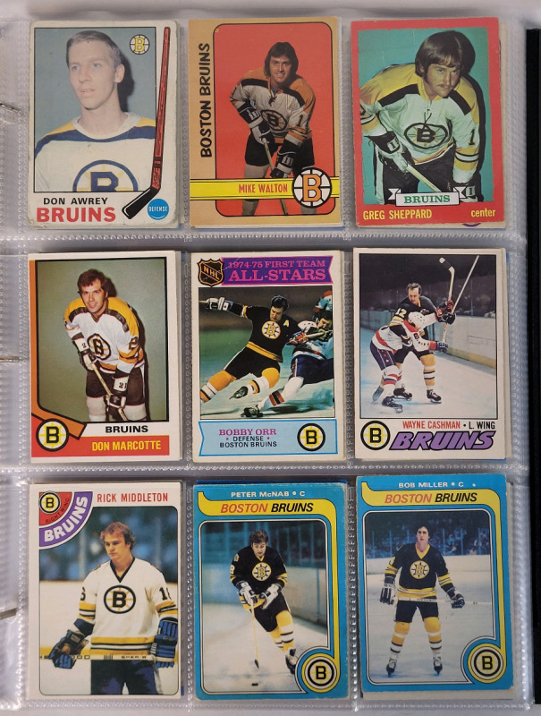 1969 , 1972 - 2023 NHL Hockey Boston Bruins Trading Card Singles . 216 Trading Cards , No Doubles
