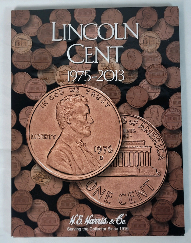1975 - 2013 USA Lincoln Cents in Coin Folders . Missing 2009 &times;2 & 2009D &times;3 . All Slots have Correct Coins