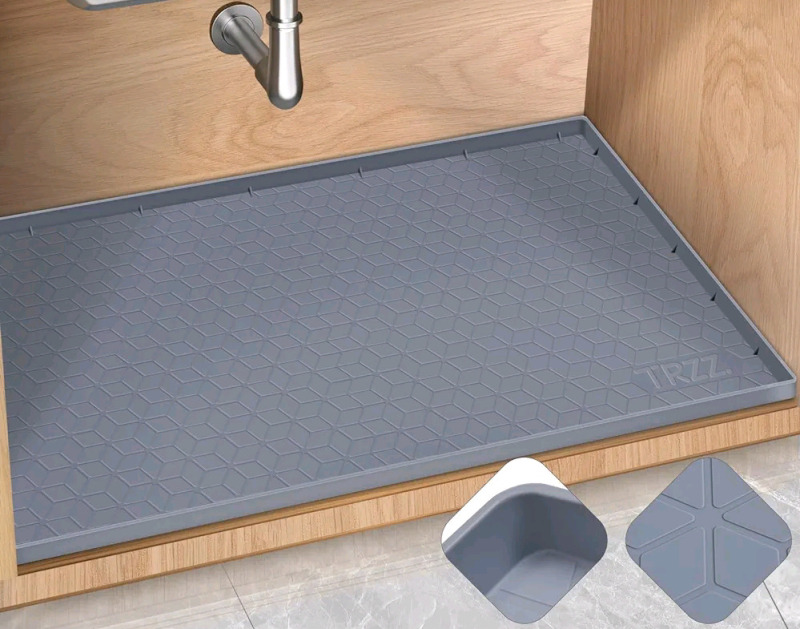 New - TRZZ Under Sink Mat 34" x 22", Under Kitchen Sink Mat Waterproof, Silicone Under Sink Mat for Shelf Liner Organizer, Cabinet Sink Protector Drip Tray