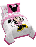 New | Disney Minnie Mouse XOXO 5 Piece Twin Bed Set | Includes Reversible Comforter & Sheet Set - Super Soft Fade Resistant Polyester