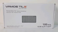 New - Vamos Tile 100pcs. White Peel and Stick Wall Tile . Each Tile measures 5 7/8"&times;2 15/16" , can cover 12.08 sq. ft.