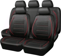 CAR PASS Universal FIT Piping Car Seat Covers , Airbag Compatible . Inside Zipper Design and Reserved Opening Holes . Full seat Covers, Black and Red Color . Headrest Covers Not Included