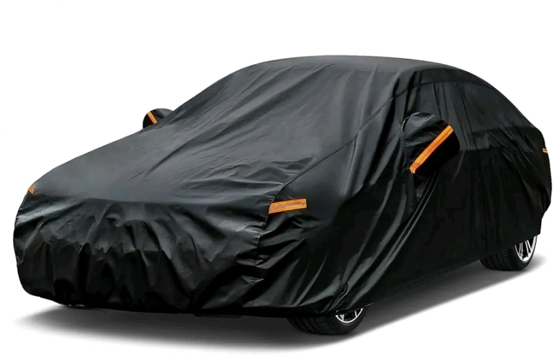 New - Kayme 7 Layers Heavy Duty Car Cover , Waterproof All Weather, Full Exterior Cover , Universal Fit for Sedan (194-208 inch) . Black