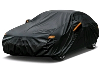 New - Kayme 7 Layers Heavy Duty Car Cover , Waterproof All Weather, Full Exterior Cover , Universal Fit for Sedan (194-208 inch) . Black