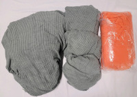 Standard Size 3-Cushion Couch Cover (Grey) - 1 Couch Cover and 3 Cushion Covers & 10 Spandex Folding Chair Covers (Orange)
