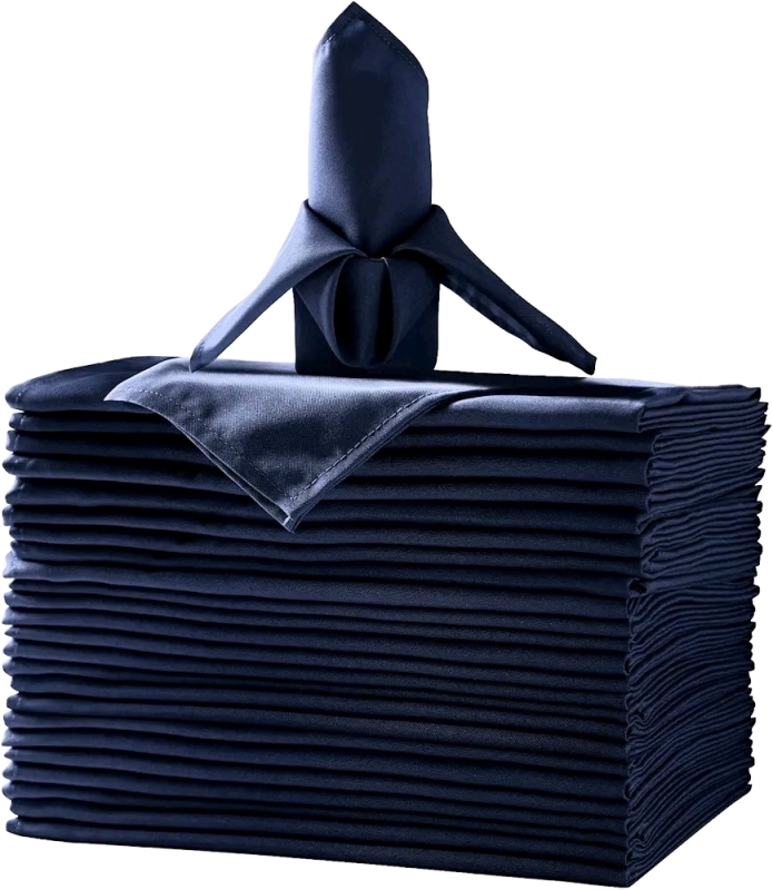 New - Ascoza 25pcs 17"&times;17" Navy Polyester Cloth Napkins , Washable Dinner Napkins with Hemmed Edges