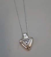 Vintage 925 Sterling and CZ Pendant on 16" Sterling Silver Chain