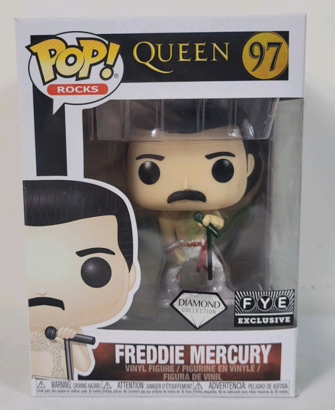 New - Funko Pop! Queen " Freddie Mercury " Vinyl Figure , Diamond Collection FYE Exclusive , #97