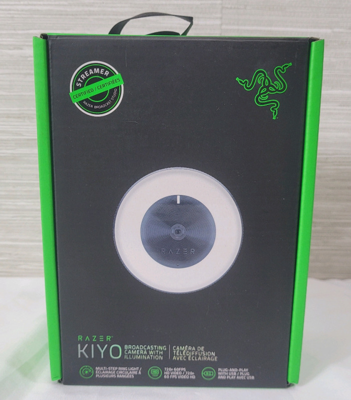 New - Razer Kiyo Streaming Webcam: Full Hd 1080p 30 Fps / 720p 60 Fps - Ring Light W/Adjustable Brightness - Built-in Microphone - Autofocus - Works with Zoom/Teams/skype for Conferencing and Video Calling