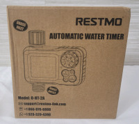 New - RESTMO Water Timer with Brass Inlet, Programmable Sprinkler Timer for Garden Hose, Automatic Digital Control , Manual ON/Off , Rain Delay . for Outdoor Faucet .