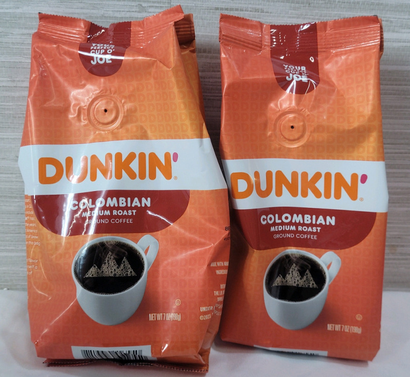 New , Sealed - DUNKIN' Colombian Medium Roast Ground Coffee , 2-Bags , 198g. Per Bag . Best Before May 14 / 2025