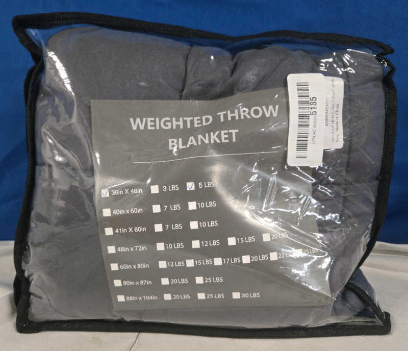 New | Weighted 5Lbs Throw Blanket 36" x 48" | Colour: Grey
