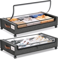 New Open Box Yecaye Under Bed Storage with Wheels, 2Pack. (30.71 x 16.93 x 6.69 in)