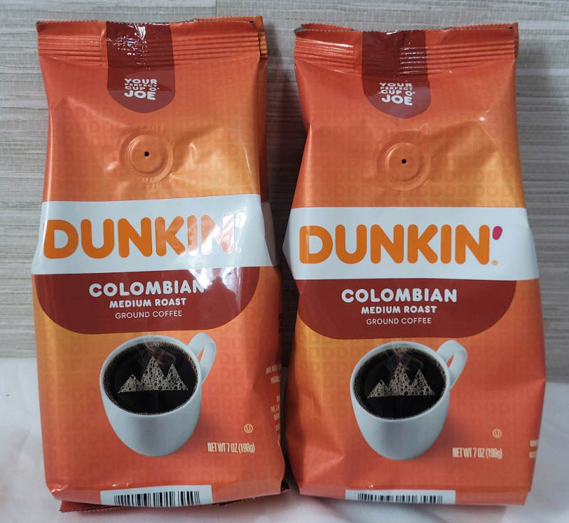 New , Sealed - DUNKIN' Colombian Medium Roast Ground Coffee , 2-Bags , 198g. Per Bag . Best Before Mar 19 / 2025