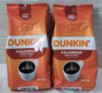New , Sealed - DUNKIN' Colombian Medium Roast Ground Coffee , 2-Bags , 198g. Per Bag . Best Before Mar 19 / 2025