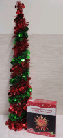 5FT Pop-Up Tinsel Christmas Tree & Christmas Shimmering Twinkle Tree Topper .