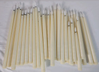 42 Flameless LED Candles w/2 Remotes . Each Candle requires 2AAA Batteries . Not all candles tested . Candles measure 8.5" to 12 3/4" tall