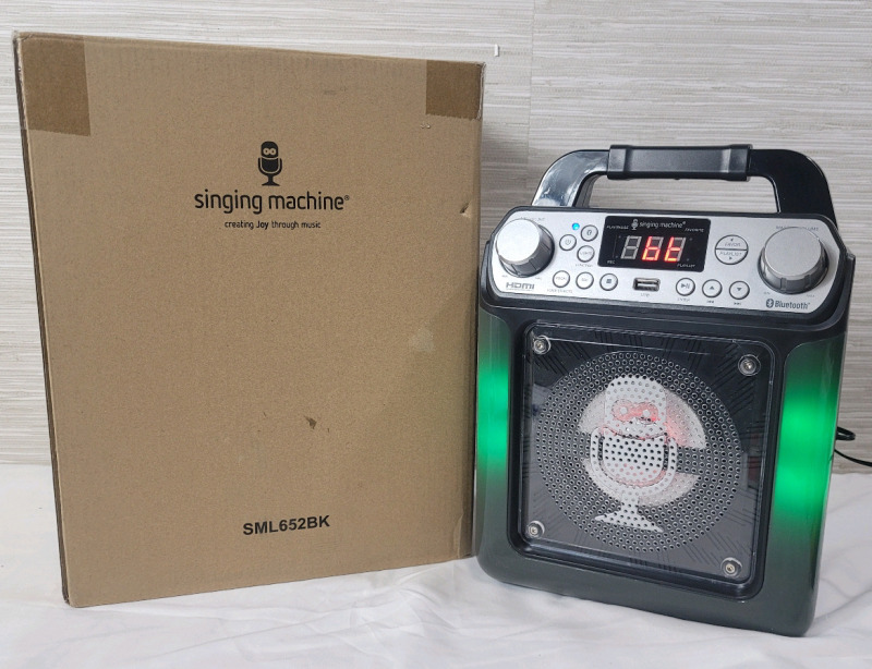 Singing Machine Portable Karaoke Machine with Wired Mic, Bluetooth, LED Lights - For Adults & Kids . Open Box , Tested Working