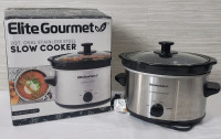 EliteGourmet 2qt. Stainless Steel Slow Cooker . Tested , Heats Up
