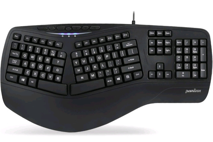 New | Perixx PERIBOARD-312 Ergonomic Backlit Keyboard |Wired USB W/ 2 Hubs * Retails For $84.99 *