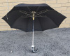 Black Umbrella With Hard Plastic Curved Handle For Hanging | Extends 25" Long - 3
