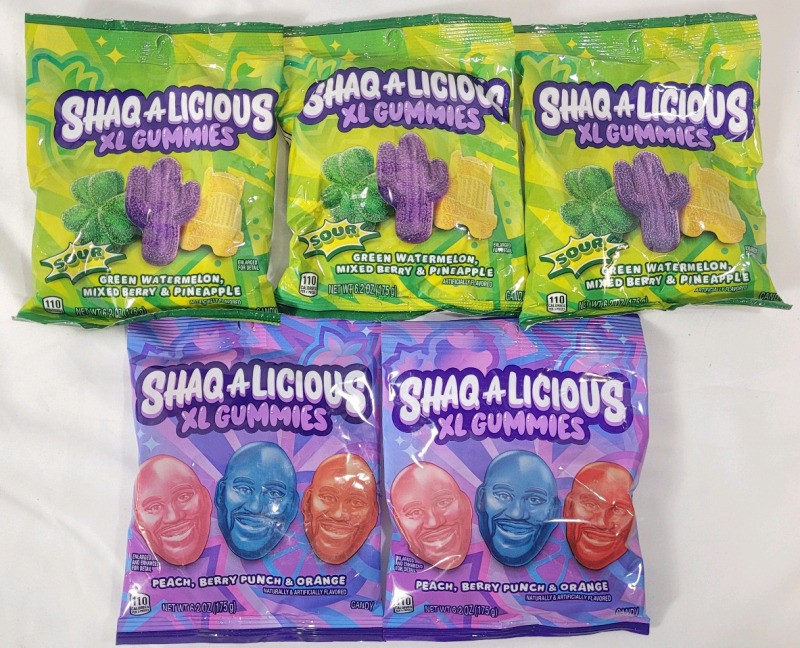 New - SHAQ -A- Licious XL Gummies , 5-Packs . Best By 08/2025 & 11/2025