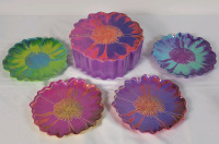 Andy Warhol Pop Art Melamine 4pc Colourful Flower Dessert Salad Plates w/Storage Container