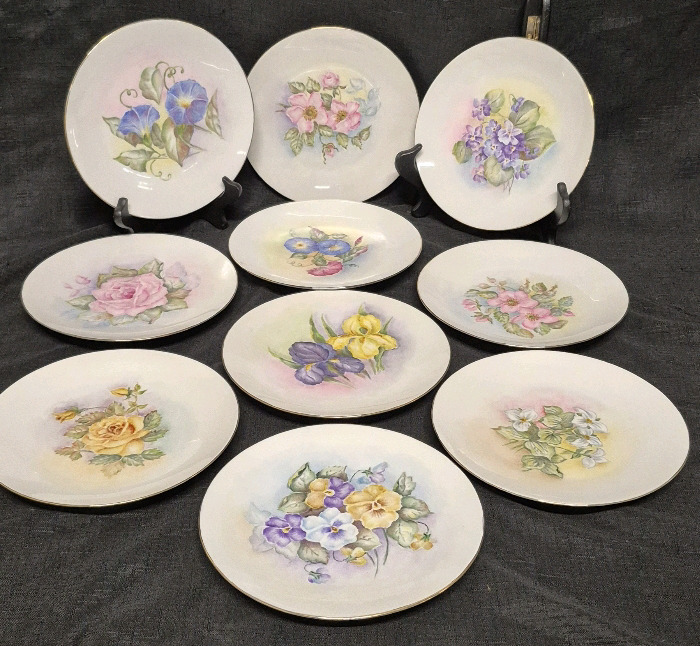 10 Bareuther Waldsassen Floral Plates - Bavaria Germany