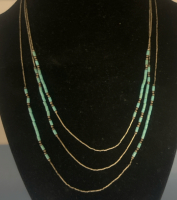 Vintage Liquid Silver Turquoise 3 Strand Necklace
