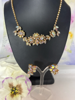 Vintage TRIAD Aurora Borealis Earrings & AB Rhinestone Necklace