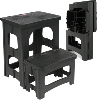 New SXIYA Black Folding 2-Step Stool for Adults & Kids. 38.1 x 43.18 x 33.02 cm. Weight Capacity 300 Lbs.