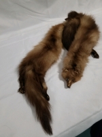 2 attached Mink fur pelt collar or scarf