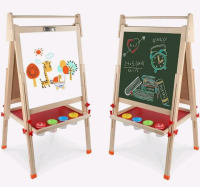 New | Arkiniido Kids Wooden Compact Art Easel & Accessories | Measures 27.5" Tall