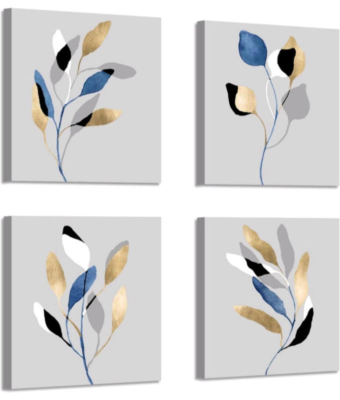 Set of 4 New | ARTISTIC PATH Botanical Leaf Prints Wall Art |Measures 12" W x 12" H x 4 Each | * Retails For $114.93 *