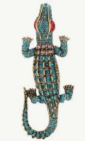 Sparkling Rhinestone Crocodile Brooch