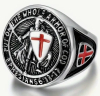 New Temple Knight Red Cross Shield Ring 18K Gold Plated Titanium Steel Size 10
