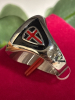 New Temple Knight Red Cross Shield Ring 18K Gold Plated Titanium Steel Size 10 - 3