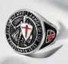 New Temple Knight Red Cross Shield Ring 18K Gold Plated Titanium Steel Size 10 - 5