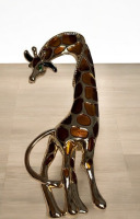 Cute Giraffe Shaped Brooch Enamel Green Rhinestone Eyes
