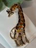 Cute Giraffe Shaped Brooch Enamel Green Rhinestone Eyes - 3
