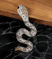 Elegant Large Rhinestone & Enamel Snake Brooch / Pendant<br/>