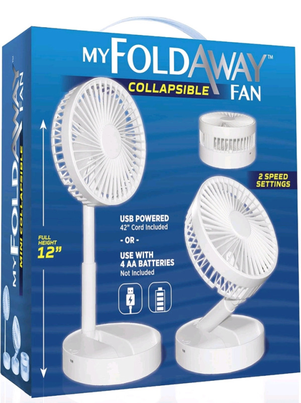 New | My Foldaway Mini Folding Fan / Portable Fan for Travel ( Rechargeable W / 10 Hour Battery Life ) * Retails For $54.51 *