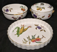 3 Royal Worcester Evesham Dishes - Oven to Table Ware