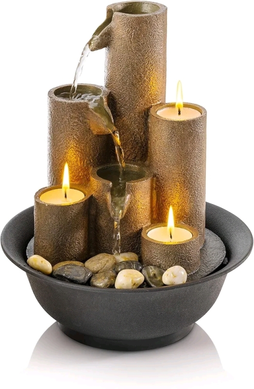 New Alpine 11" Tall Tiered Column Tabletop Fpuntain with Tealight Candle Holders Retails over $80
